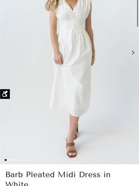 Barb Bohme Pleated Midi dress  in White